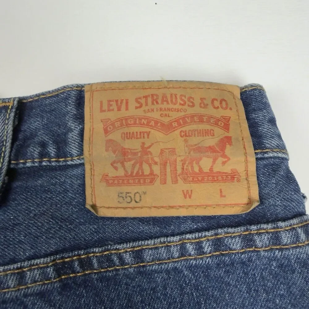 Levis 550 Jeans Men's 46x32 Big & Tall Tapered Leg Medium Wash Blue Denim NWT